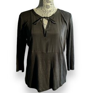 Sandro Paris | Black Keyhole Tie Front Blouse | Size 1 | Small